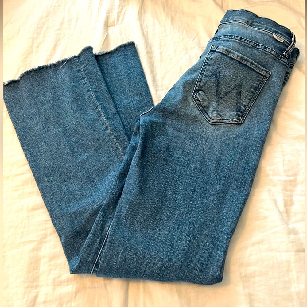 MOTHER The Weekender Fray Mid Rise Flare Jeans